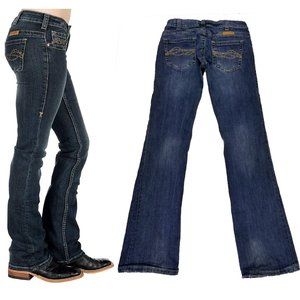 Cowgirl Tuff Don't Fence Me In Jeans Mid Rise Western Rodeo Dark Wash Size 29
